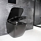 Унітаз підвісний безободковий  DUSEL CUBIS Black Matt DWHT10201030RВ із сидінням Soft-Close, фото 4