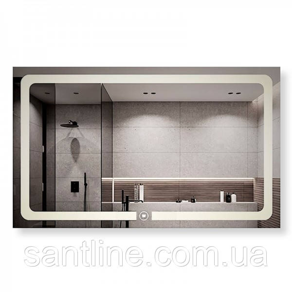 Дзеркало з LED підсвічуванням 80х65 см прямокутне DUSEL DE-M3001 сенсорне включення з підігрівом, фото 1