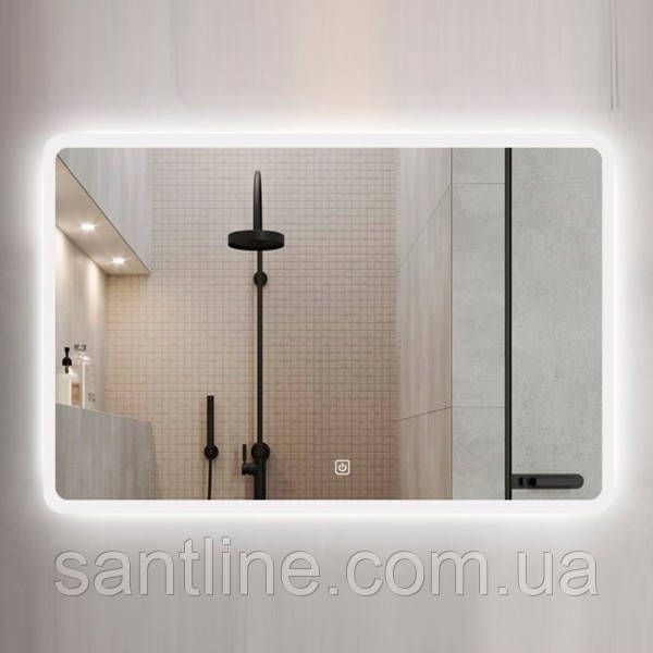 Дзеркало DUSEL 120х75 см прямокутне LED підсвічування DE-M3011 сенсорне включення підігрів годинник температура, фото 1