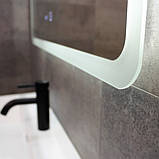 Дзеркало з LED підсвічуванням 90х70 см прямокутне DUSEL DE-M3011 сенсорне включення підігрів годинник температура, фото 2