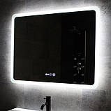 Дзеркало з LED підсвічуванням 90х70 см прямокутне DUSEL DE-M3011 сенсорне включення підігрів годинник температура, фото 7