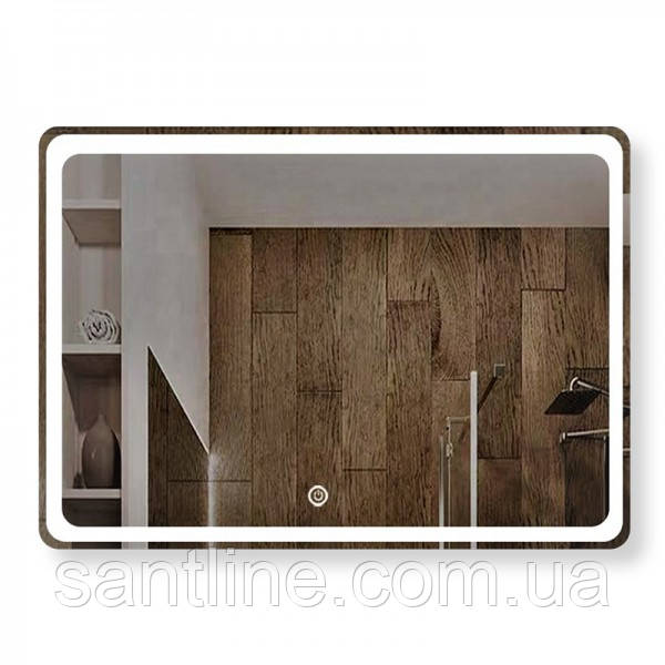 Дзеркало з LED підсвічуванням 100х75см прямокутне DUSEL DE-M3051 сенсорне включення підігрів, фото 1