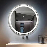 Дзеркало кругле 80х80см DUSEL LED DE-M2071D Silver сенсорне увімкнення підігрів, фото 4