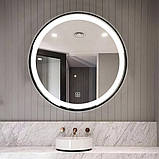 Дзеркало DUSEL кругле 100х100см LED DE-M2071D Black сенсорна кнопка увімкнення підігріву, фото 6