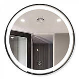 Дзеркало DUSEL кругле 100х100см LED DE-M2071D Black сенсорна кнопка увімкнення підігріву, фото 7