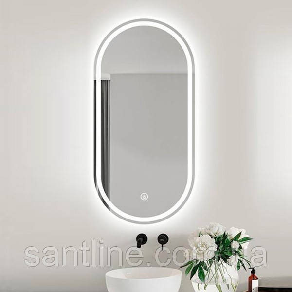 Дзеркало DUSEL овальне 60х120 см LED DE-M4031D сенсорна кнопка включення підігрів, фото 1