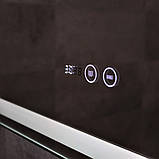 Дзеркало DUSEL 80х65 см прямокутне LED DE-M0061S1 Black диммер сенсорне включення підігрів годинник температура, фото 3
