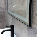 Дзеркало DUSEL 80х65 см прямокутне LED DE-M0061S1 Black диммер сенсорне включення підігрів годинник температура, фото 4