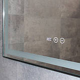 Дзеркало DUSEL 80х65 см прямокутне LED DE-M0061S1 Black диммер сенсорне включення підігрів годинник температура, фото 8