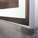 Дзеркало DUSEL 100х75 см прямокутне LED DE-M0061S1 Silver сенсорне увімкнення підігрів, фото 2