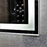 Дзеркало DUSEL 100х75 см прямокутне LED DE-M0061S1 Silver сенсорне увімкнення підігрів, фото 5