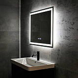 Дзеркало DUSEL 100х75 см прямокутне LED DE-M0061S1 Silver сенсорне увімкнення підігрів, фото 9