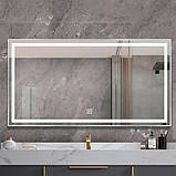 Дзеркало DUSEL 100х75 прямокутне LED DE-M0061S1 Silver диммер сенсорне включення підігрів годинник температура, фото 3