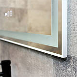 Дзеркало DUSEL 100х75 прямокутне LED DE-M0061S1 Silver диммер сенсорне включення підігрів годинник температура, фото 4