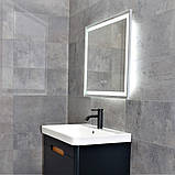 Дзеркало DUSEL 100х75 прямокутне LED DE-M0061S1 Silver диммер сенсорне включення підігрів годинник температура, фото 6