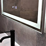 Дзеркало DUSEL 100х75 прямокутне LED DE-M0061S1 Silver диммер сенсорне включення підігрів годинник температура, фото 9