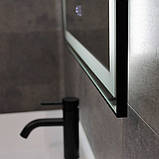 Дзеркало DUSEL 120х75 см прямокутне LED DE-M0061S1 Black сенсорне включення підігрів годинник температура, фото 2