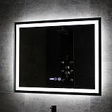Дзеркало DUSEL 120х75 см прямокутне LED DE-M0061S1 Black сенсорне включення підігрів годинник температура, фото 4