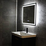 Дзеркало DUSEL 120х75 см прямокутне LED DE-M0061S1 Black сенсорне включення підігрів годинник температура, фото 5