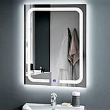 Дзеркало вертикальне DUSEL 65х80см LED освітлення DE-M3001 діммер сенсорне включення підігрів годинник температура, фото 2