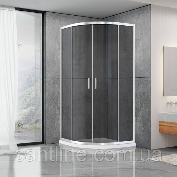 Душова кабіна 100х100х190 см без піддону Dusel А-511 розсувні двері тоноване скло 6 мм, фото 1