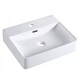 Умивальник накладний прямокутний DUSEL SELENA білий 505581W 50.5х42.5х12.5 см, фото 3