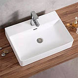 Умивальник накладний прямокутний DUSEL SELENA білий 505581W 50.5х42.5х12.5 см, фото 2