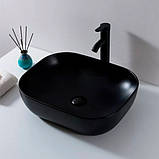 Умивальник накладний прямокутний DUSEL LINDI чорний 490151В 49х39х14.5 см, фото 2