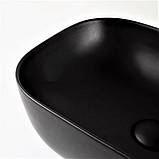 Умивальник накладний прямокутний DUSEL LINDI чорний 490151В 49х39х14.5 см, фото 3