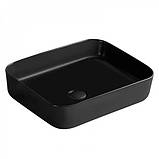 Умивальник накладний прямокутний DUSEL CUBIS чорний 500251В 50х39х13 см, фото 3