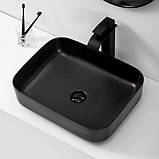 Умивальник накладний прямокутний DUSEL CUBIS чорний 500251В 50х39х13 см, фото 2