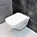 Унітаз підвісний безободковий DUSEL LEXI з плавнопадаючим сидінням Soft Close дюропласт, фото 3