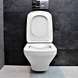 Унітаз підвісний безободковий DUSEL LEXI з плавнопадаючим сидінням Soft Close дюропласт, фото 5