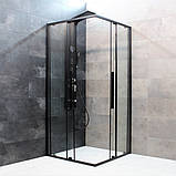 Душова кабіна 100х100х190 см без піддону DUSEL DSL194B Black Matt розсувні двері чорний профіль, фото 2
