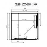 Душова кабіна 100х100х190 см без піддону DUSEL DSL194B Black Matt розсувні двері чорний профіль, фото 4