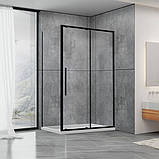 Душова кабіна 120х80х190 см прямокутна Dusel DSL191B+195B Black Matt розсувні двері прозоре скло, фото 2