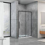 Душові двері в нішу 120х190 см чорні Dusel DSL191B Black Matt розсувні прозоре скло 6 мм, фото 3