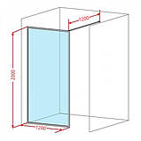 Душова стінка DUSEL 120х200 см Walk-In WL171 Chrome хромований профіль нерухоме прозоре скло 8 мм, фото 4