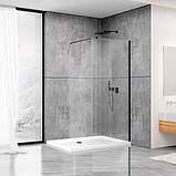 Душова стінка DUSEL 120х200 см Walk-In WL171В Black Matt чорний профіль нерухоме прозоре скло 8 мм, фото 3