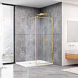 Душова стінка DUSEL Walk-In WL172G Gold 90х200 см золотий профіль нерухоме прозоре скло 8 мм, фото 2