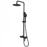 Душова система із змішувачем виливом DUSEL MILTON Black стійка для душу латунна, фото 9