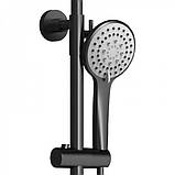 Душова система із змішувачем виливом DUSEL LACIO Black Matt стійка для душу латуна, фото 4