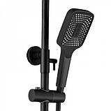 Душова система із змішувачем термостатом та виливом DUSEL BRONX Thermostatic Black душова стійка з поличкою, фото 7