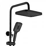 Душова система із змішувачем термостатом та виливом DUSEL BRONX Thermostatic Black душова стійка з поличкою, фото 9