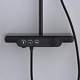 Душова система із змішувачем та виливом DUSEL POUR Black чорна душова стійка з поличкою, фото 3