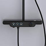 Душова система із змішувачем виливом та підсвічуванням DUSEL POUR Black Smart чорна душова стійка з поличкою, фото 8