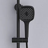 Душова система із змішувачем виливом та підсвічуванням DUSEL POUR Black Smart чорна душова стійка з поличкою, фото 10