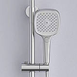Душова система із змішувачем та виливом DUSEL POUR Chrome стійка для душу прямокутна з поличкою, фото 4
