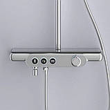 Душова система із змішувачем та виливом DUSEL POUR Chrome стійка для душу прямокутна з поличкою, фото 3