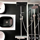 Душова система із змішувачем та виливом DUSEL POUR White стійка для душу прямокутна з поличкою, фото 3